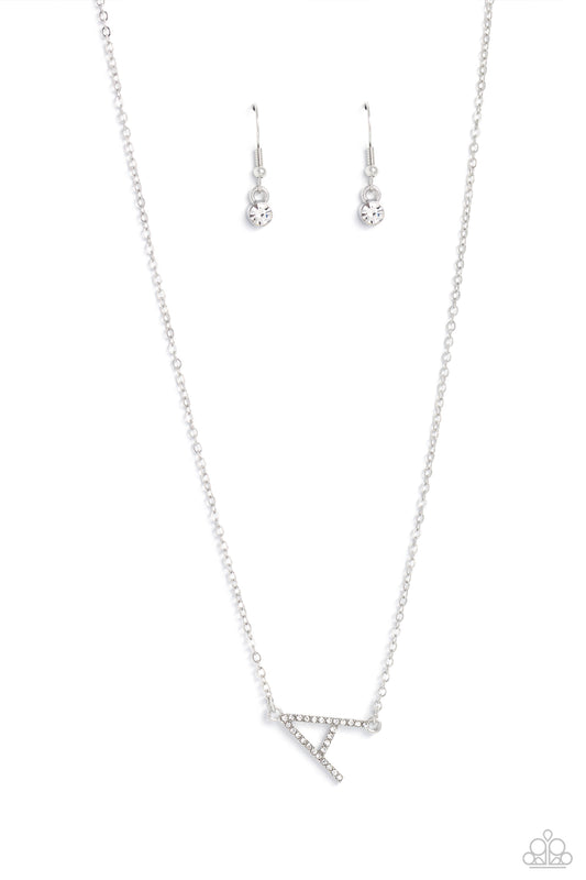 INITIALLY Yours - A - White - Paparazzi Necklace