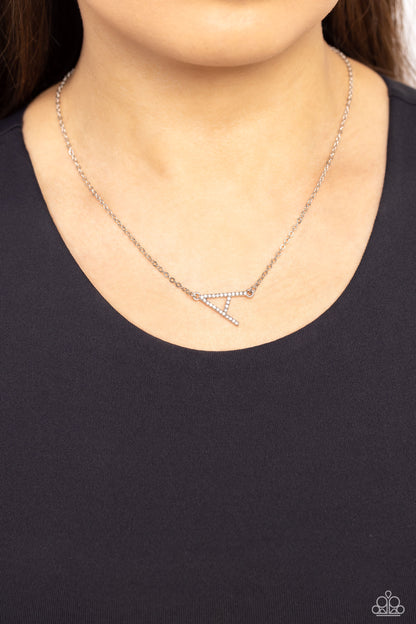 INITIALLY Yours - A - White - Paparazzi Necklace