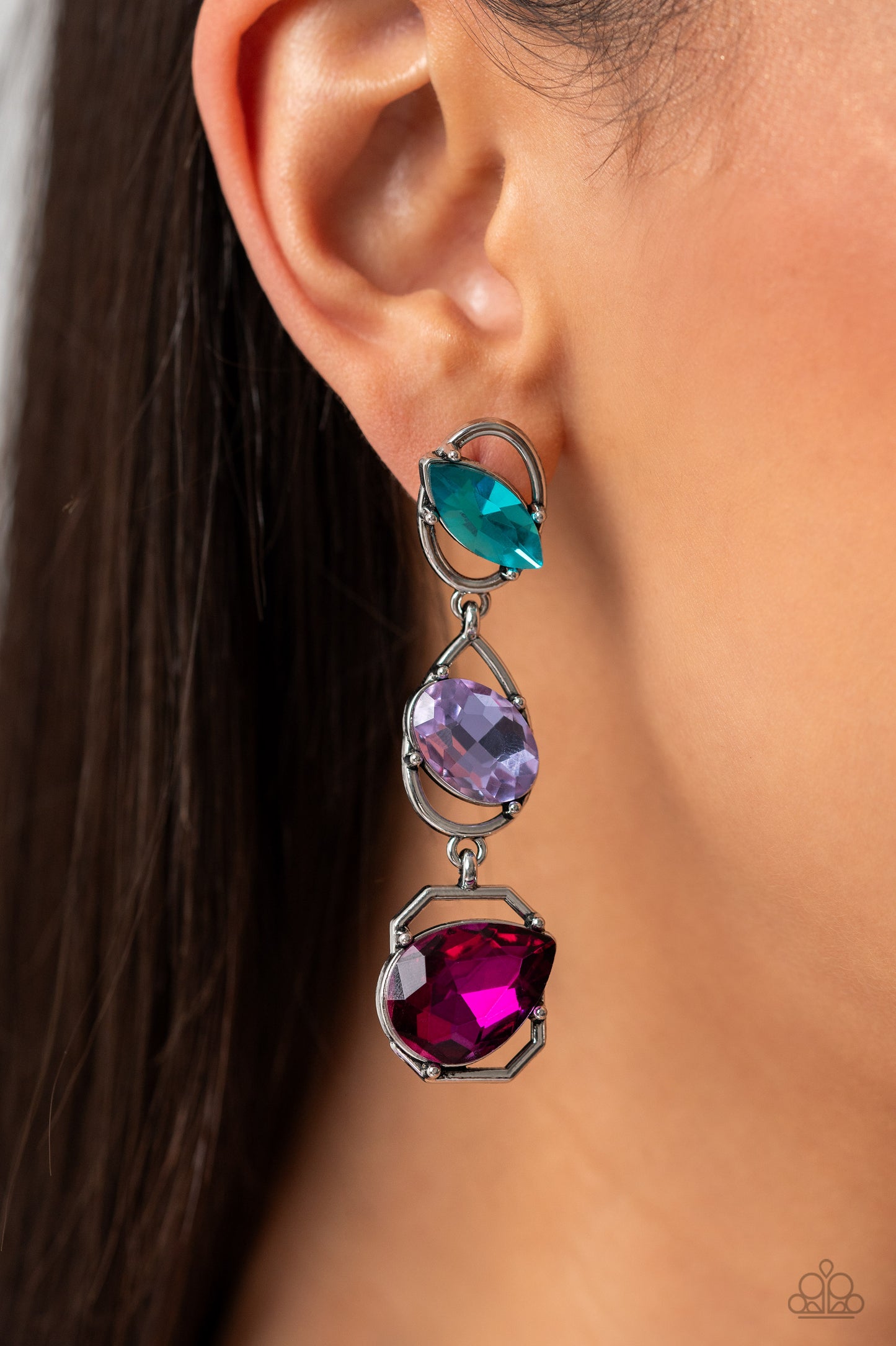 Dimensional Dance - Multi - Paparazzi Earrings (2023 August LOP)