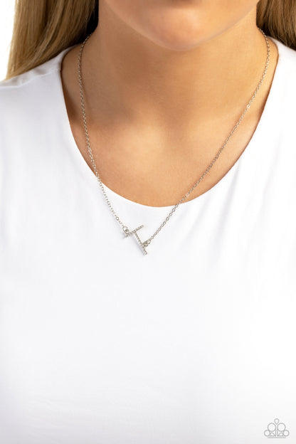 INITIALLY Yours - T - White - Paparazzi Necklace