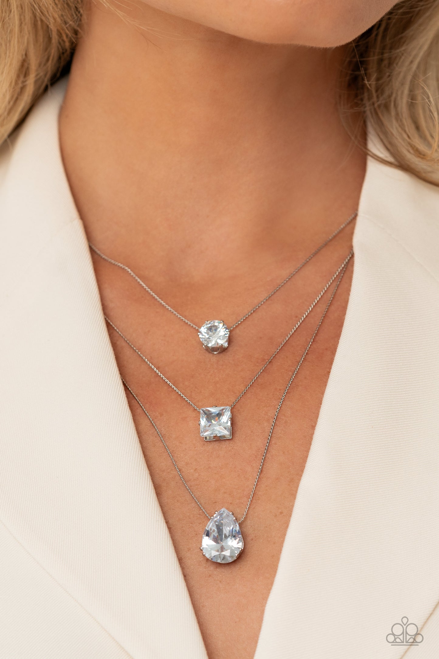 Lustrous Layers - White - Paparazzi Necklace