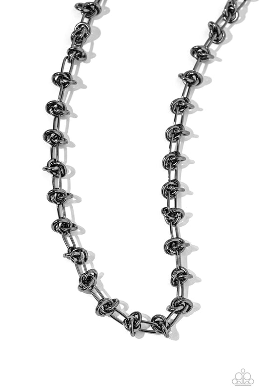 Knotted Kickoff - Black - Paparazzi Necklace