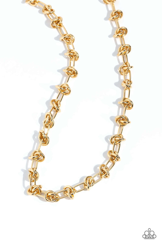 Knotted Kickoff - Gold - Paparazzi Necklace