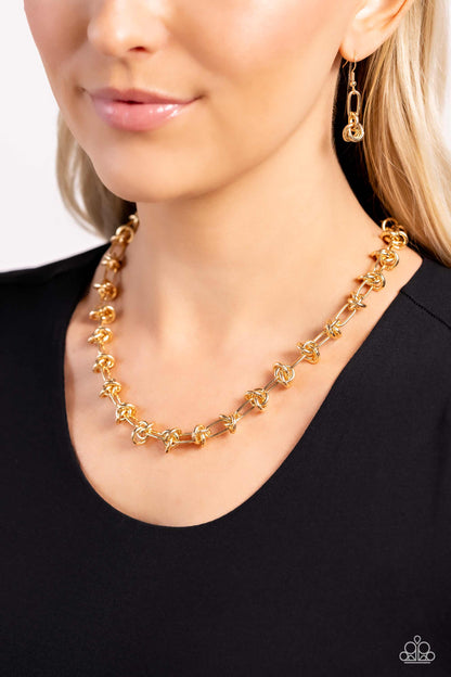 Knotted Kickoff - Gold - Paparazzi Necklace