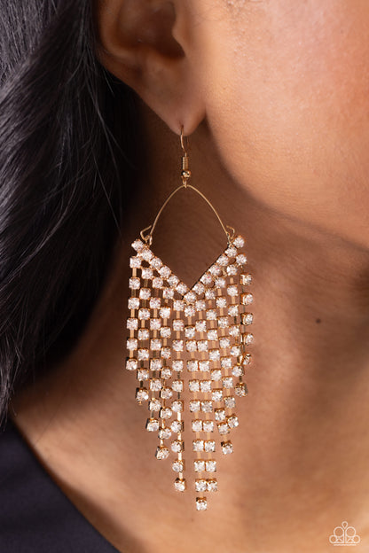 V Fallin - Gold - Paparazzi Earrings