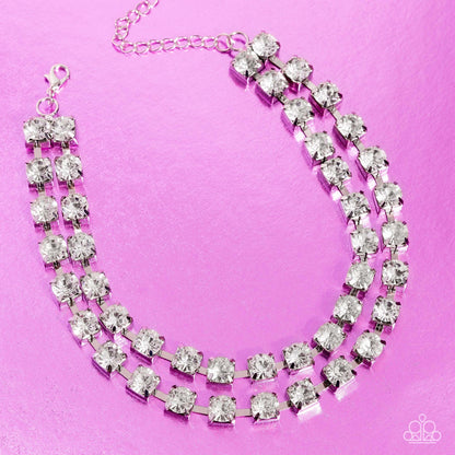 Glistening Gallery - White - Paparazzi Choker (2023 November LOP)