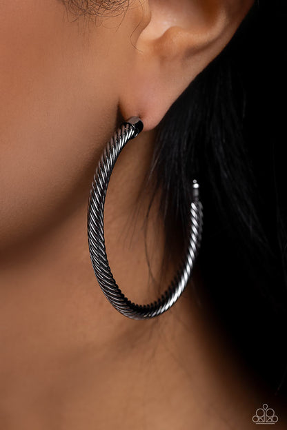 Roped in Radiance - Black - Paparazzi Earrings