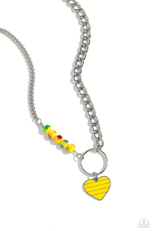 Mismatched Mayhem - Yellow - Paparazzi Necklace