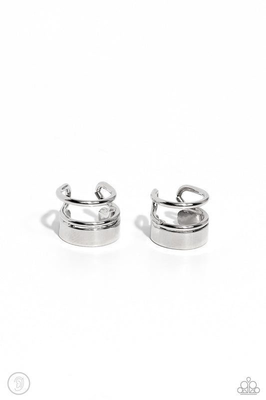 Never Look STACK - Silver - Paparazzi Earring Cuff