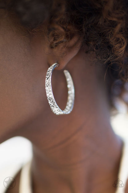 Glitzy By Association - White - Paparazzi Earrings