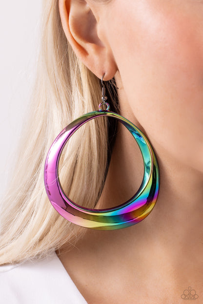 Asymmetrical Action - Multi - Paparazzi Earrings