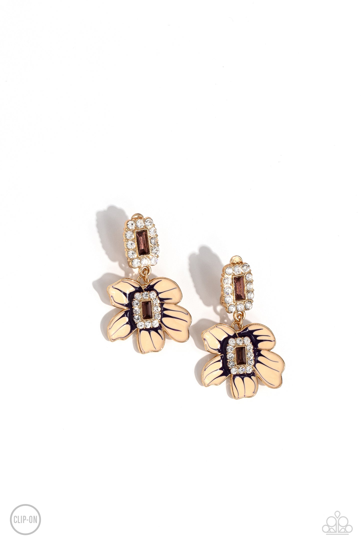 Colorful Clippings - Gold - Clip On Earrings