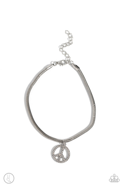 Pampered Peacemaker - White - Paparazzi Anklet