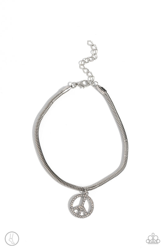 Pampered Peacemaker - White - Paparazzi Anklet