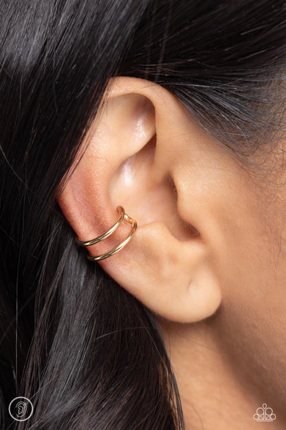 Metallic Moment - Gold -Paparazzi Cuff Earrings