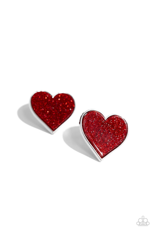 Glitter Gamble - Red - Paparazzi Earrings