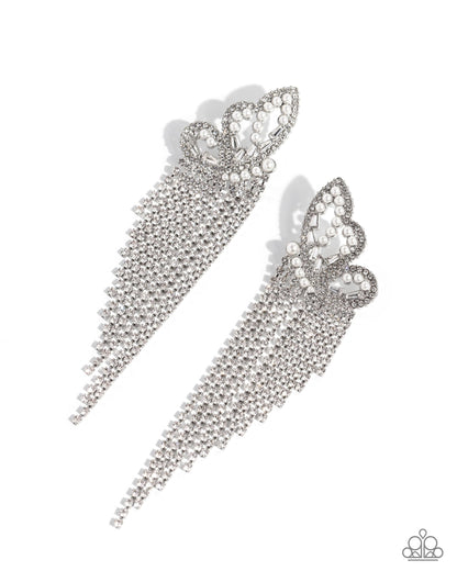 Aerial Accent - White - Paparazzi Earrings