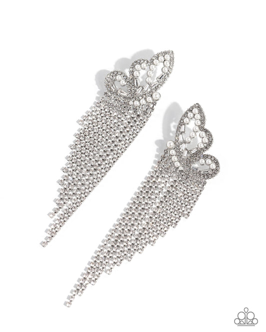 Aerial Accent - White - Paparazzi Earrings