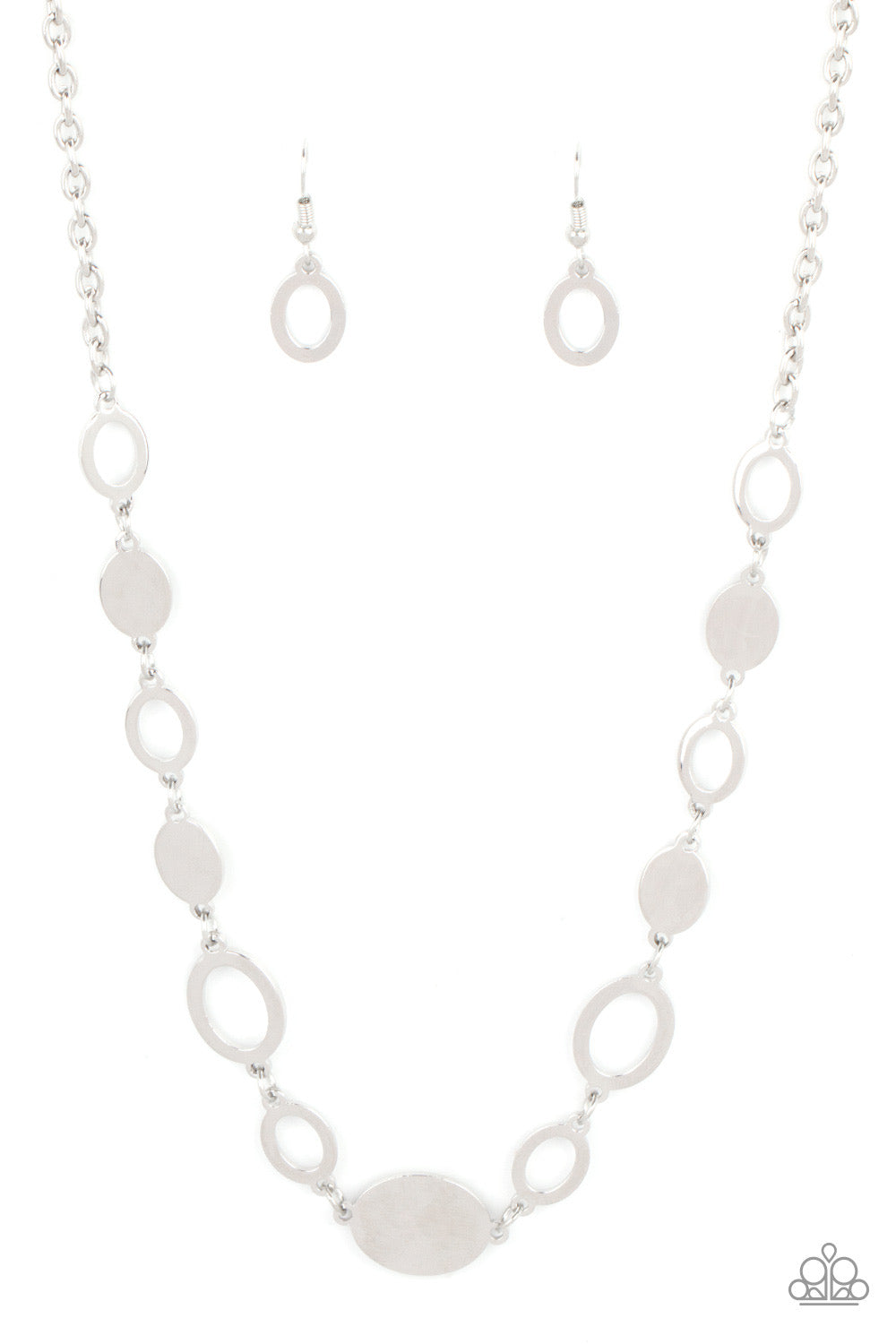 Working Oval Time Silver - Paparazzi Necklace and Oval and Out Silver  - Paparazzi Bracelet