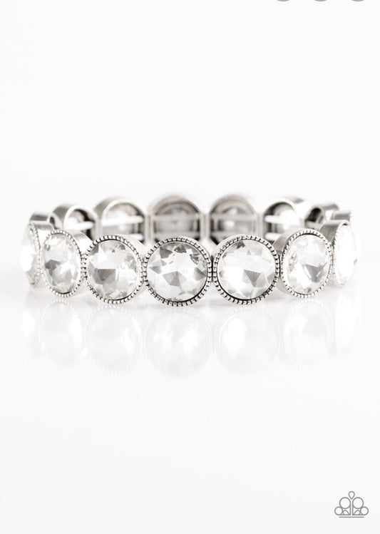 Number One Knockout White - Paparazzi Bracelet