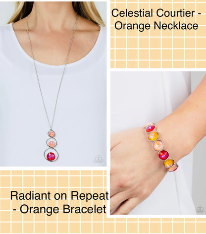 Celestial Courtier - Orange Necklace and Radiant on Repeat - Orange Bracelet