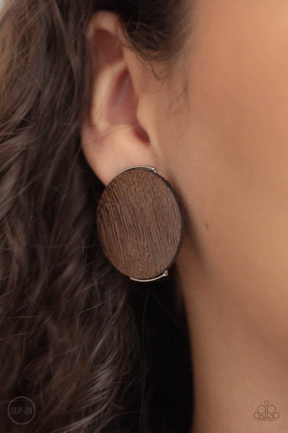 WOODWORK It - Brown - Paparazzi Earrings