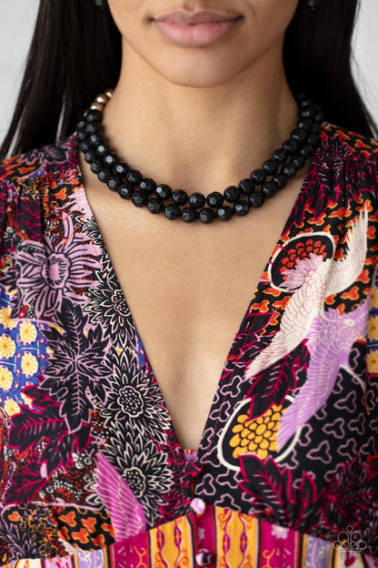 Greco Getaway - Black Necklace and Grecian Glamour Black Bracelet