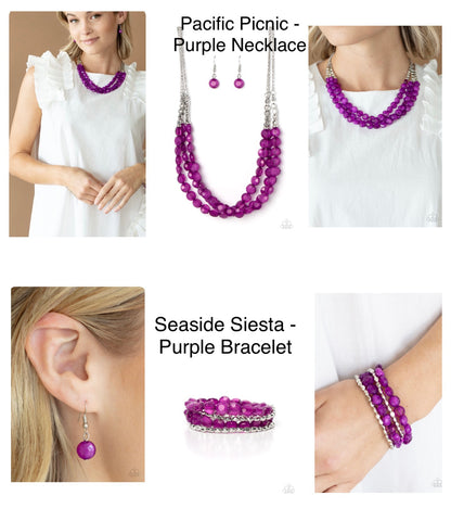 Pacific Picnic - Purple - Paparazzi Necklace and Seaside Siesta Purple - Paparazzi Necklace