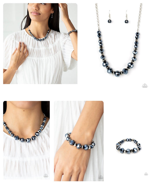 Cosmic Cadence - Blue Paparazzi Necklace and Astral Auras Blue Paparazzi Bracelet
