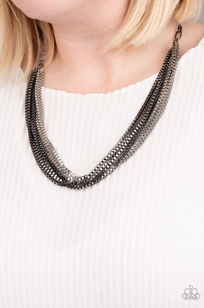 Beat Box Queen - Black Paparazzi Necklace and Industrial Icon Black Bracelet