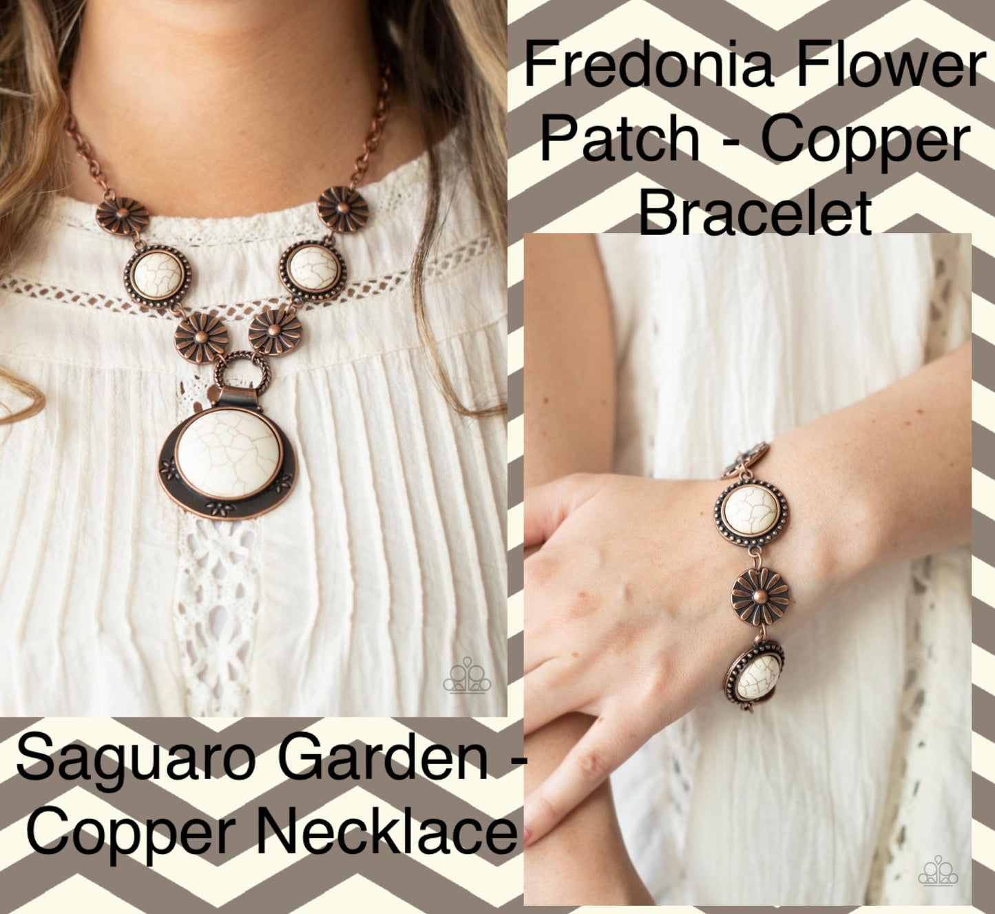 Saguaro Garden - Copper Necklace and Fredonia Flower Patch Copper Bracelet