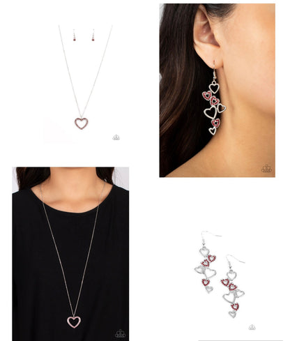 Dainty Darling - Pink Necklace and Sweetheart Serenade Red Earrings