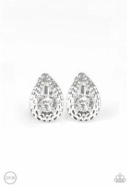 Elite Edge White - Paparazzi Earrings