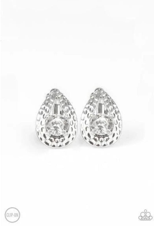 Elite Edge White - Paparazzi Earrings