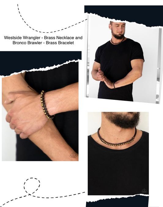 Westside Wrangler Brass Urban Necklace and Bronco Brawler Brass Bracelet