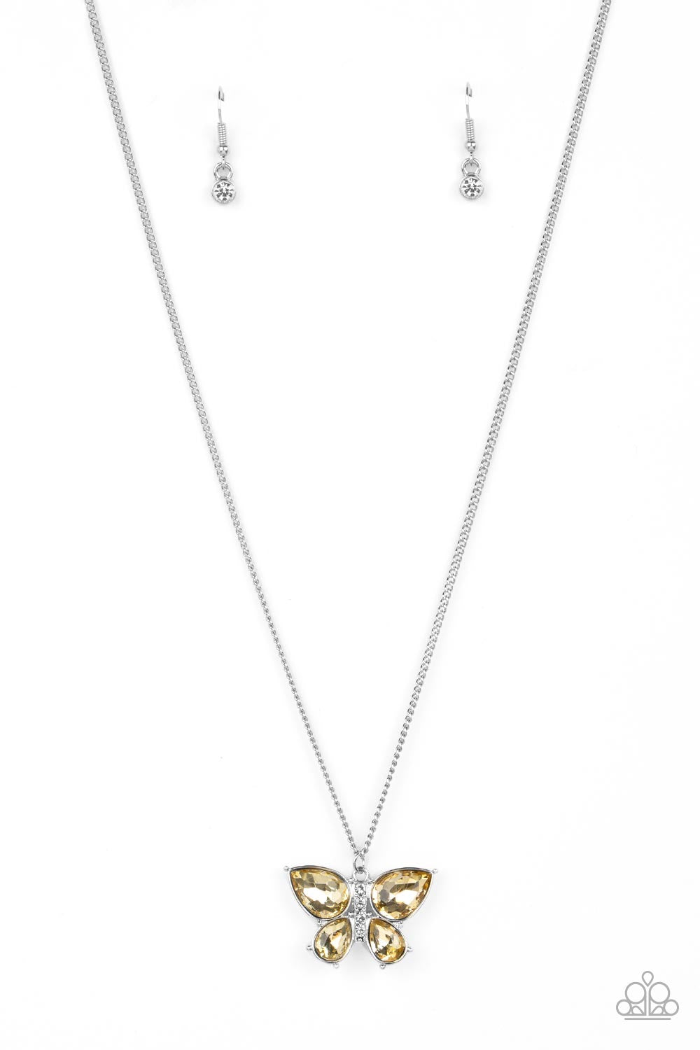 Free-Flying Flutter Yellow Butterfly Necklace and Butterfly Beatitude Yellow - Paparazzi Bracelet
