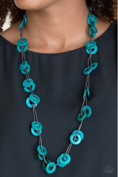 Waikiki Winds - Blue - Paparazzi Wood Necklace