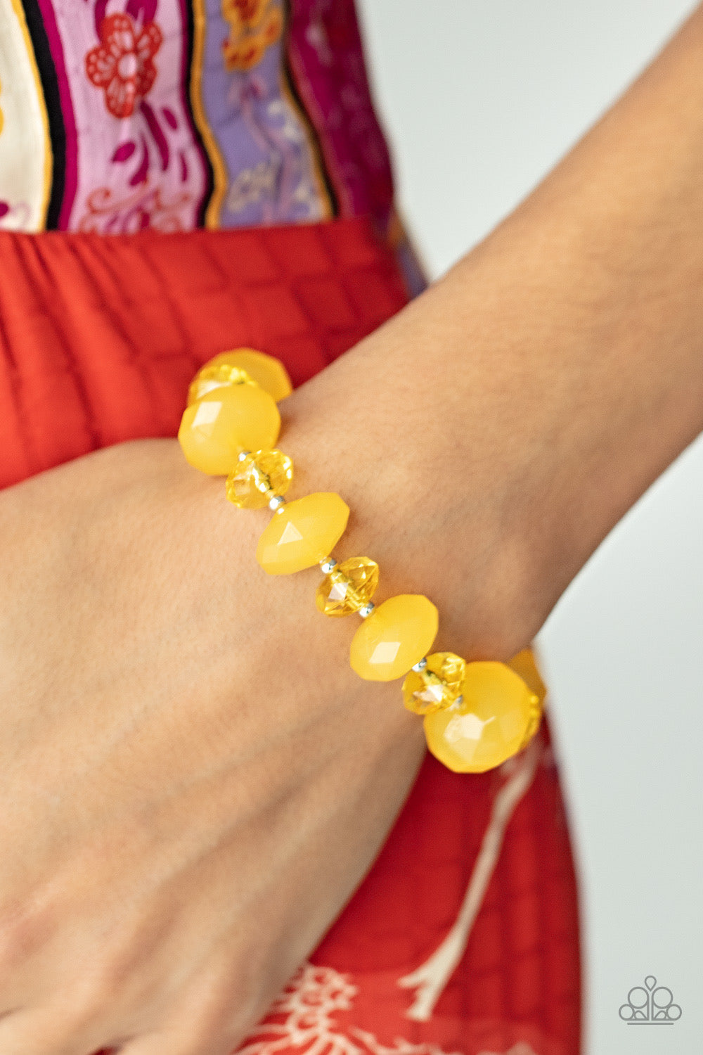 Happy-GLOW-Lucky - Yellow Paparazzi Necklace and Keep Glowing Forward Yellow Bracelet