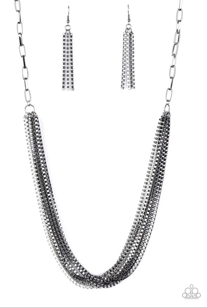 Beat Box Queen - Black Paparazzi Necklace and Industrial Icon Black Bracelet