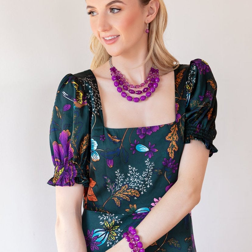 Tropical Hideaway - Purple Necklace and High Tide Hammock Purple Necklace and Bracelet Set