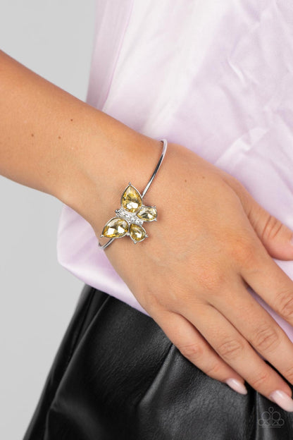 Free-Flying Flutter Yellow Butterfly Necklace and Butterfly Beatitude Yellow - Paparazzi Bracelet